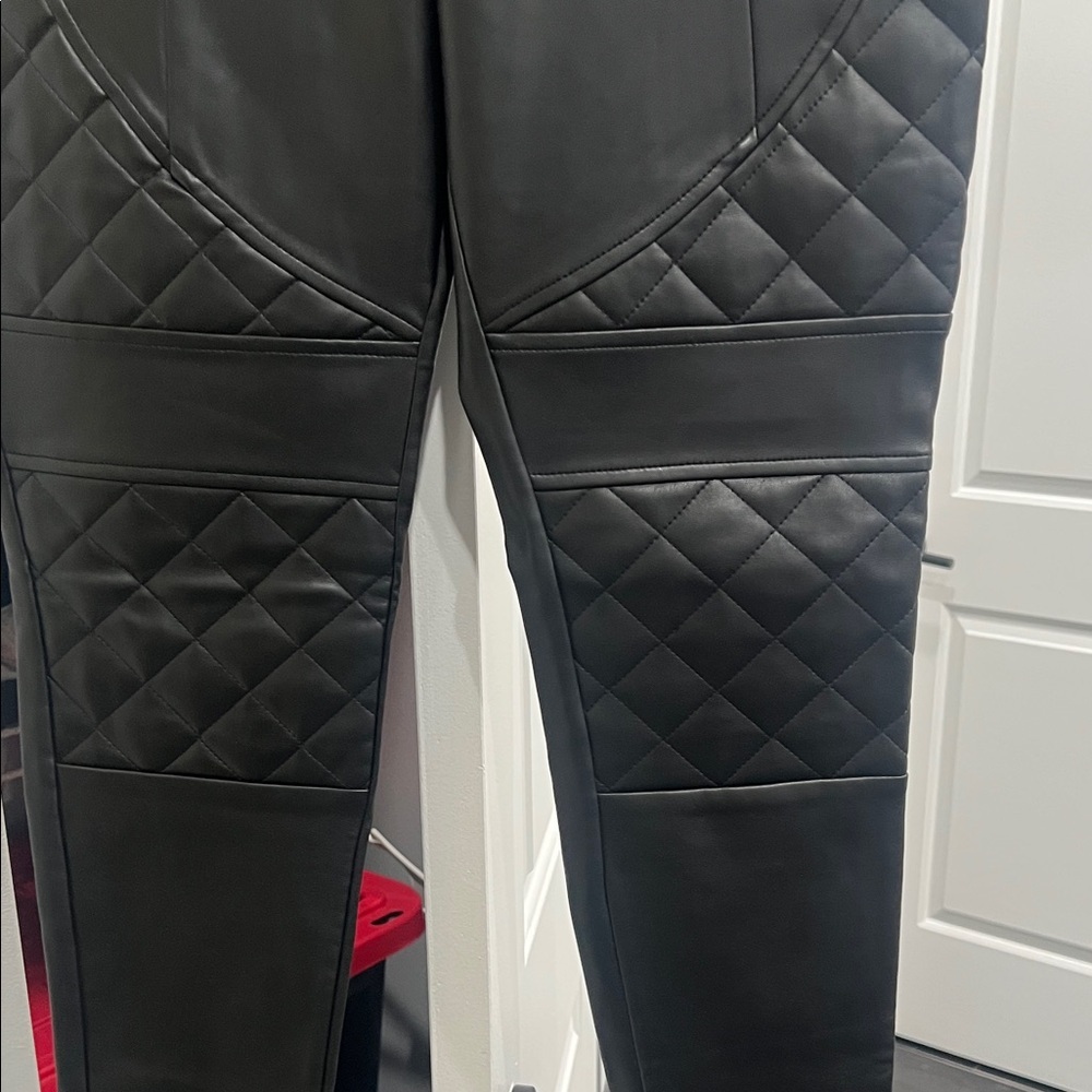 Black Quilted Pants with Zipper Details - Picture 4 of 7